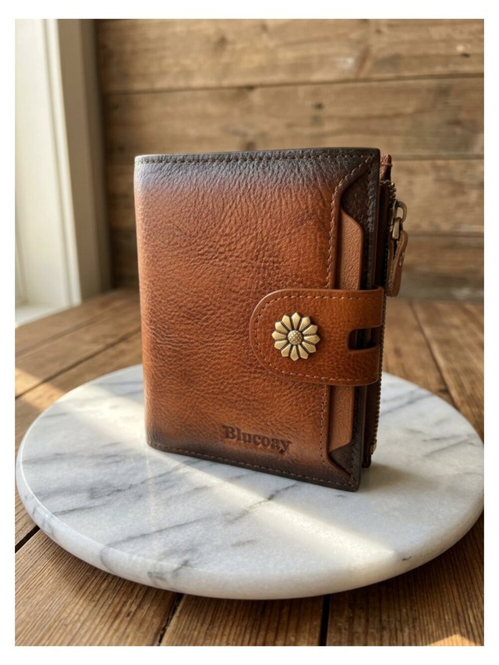 Genuine Leather RFID Blocking Bifold Wallet Compact Card Holder for Women